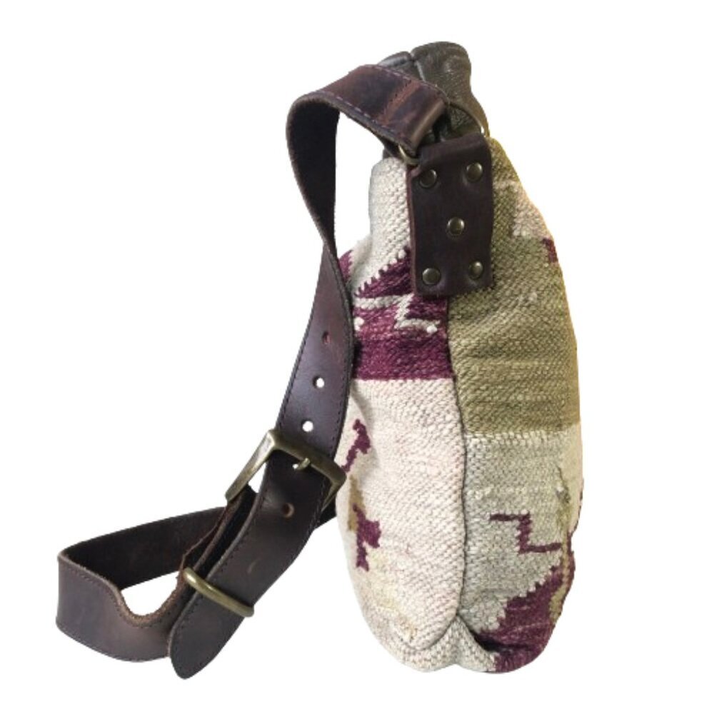 Kilim carpet or tapestry leather bag handbag purse - Picture 4 of 16